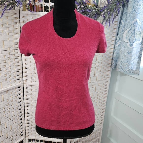 Vintage Ann Taylor Cranberry Pinkish-Red Cashmere Sweater - Picture 1 of 4